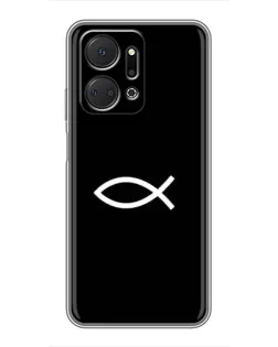 Чехол для Huawei Honor X7a с картинкой «Символ рыбы Jesus»