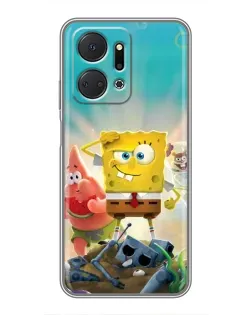 Чехол для Huawei Honor X7a с картинкой «Спанч Боб победитель»