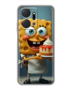 Чехол для Huawei Honor X7a с картинкой «Повар Спанч Боб»