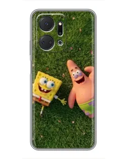Чехол для Huawei Honor X7a с картинкой «Друзья на лужайке»