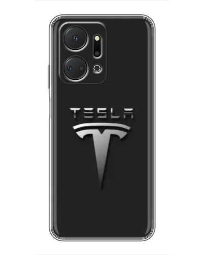 Чехол для Huawei Honor X7a с картинкой «Стальной логотип Tesla»