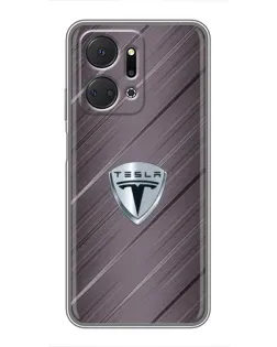 Чехол для Huawei Honor X7a с картинкой «Металлическая текстура Tesla»