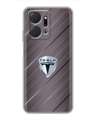 Чехол для Huawei Honor X7a с картинкой «Металлическая текстура Tesla»