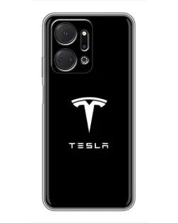 Чехол для Huawei Honor X7a с картинкой «Tesla White Logo»