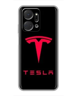 Чехол для Huawei Honor X7a с картинкой «Tesla Red Logo»