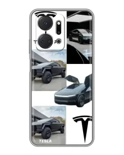 Чехол для Huawei Honor X7a с картинкой «Коллаж Cybertruck Tesla»