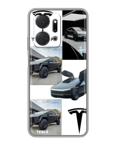Чехол для Huawei Honor X7a с картинкой «Коллаж Cybertruck Tesla»