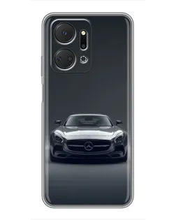 Чехол для Huawei Honor X7a с картинкой «Mercedes на черном»