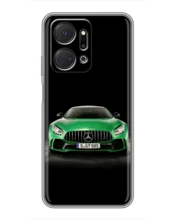 Чехол для Huawei Honor X7a с картинкой «Mercedes — неоновый лого»