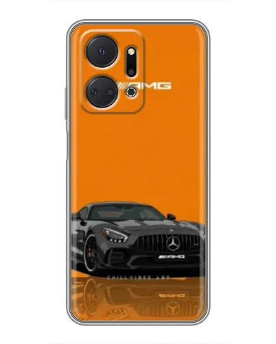 Чехол для Huawei Honor X7a с картинкой «Оранжевый Mercedes AMG»