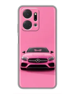 Чехол для Huawei Honor X7a с картинкой «Розовый Mercedes AMG»