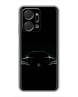 Чехол для Huawei Honor X7a с картинкой «Mercedes — силуэт авто»