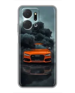 Чехол для Huawei Honor X7a с картинкой «Audi в облаках дыма»