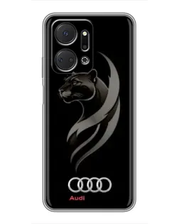 Чехол для Huawei Honor X7a с картинкой «Графика — пантера и Audi»