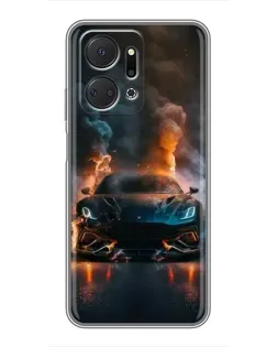 Чехол для Huawei Honor X7a с картинкой «Lamborghini дымная эстетика»