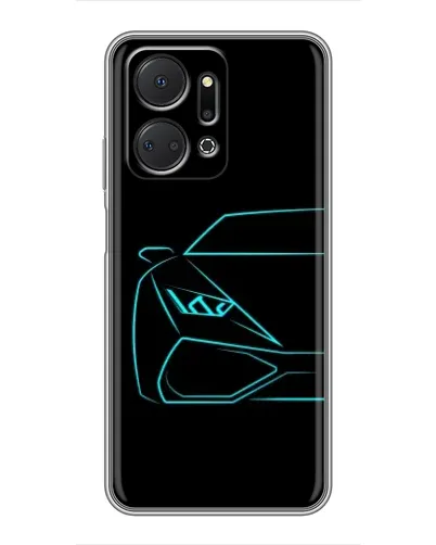 Чехол для Huawei Honor X7a с картинкой «Голубой силуэт Lamborghini»