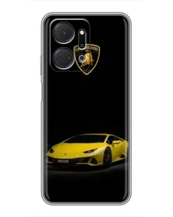 Чехол для Huawei Honor X7a с картинкой «Lamborghini желтый акцент»