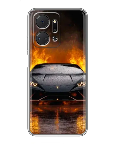 Чехол для Huawei Honor X7a с картинкой «Lamborghini в огне»