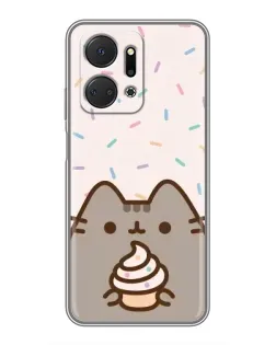 Чехол для Huawei Honor X7a с картинкой «Пушин с кексом»