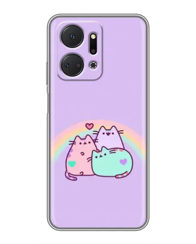 Чехол для Huawei Honor X7a с картинкой «Радужные Пушины»