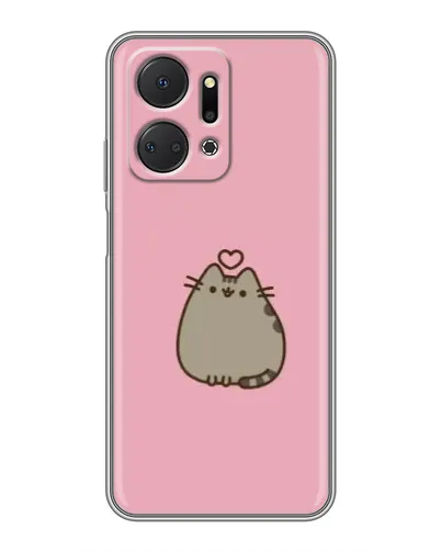 Чехол для Huawei Honor X7a с картинкой «Pusheen сердце»