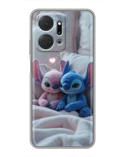 Чехол для Huawei Honor X7a с картинкой «Плюшевые Стич Ангел»