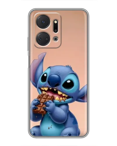 Чехол для Huawei Honor X7a с картинкой «Стич ест шоколад»