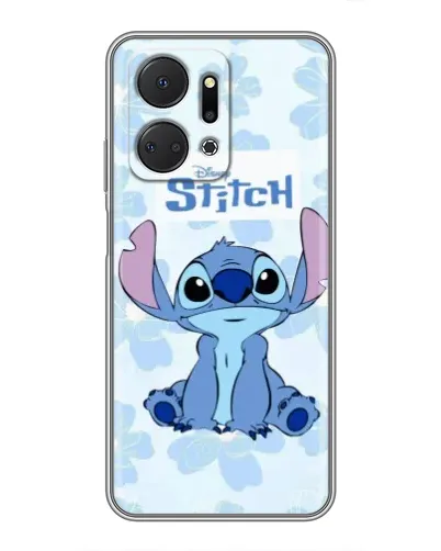 Чехол для Huawei Honor X7a с картинкой «Stitch среди цветов»