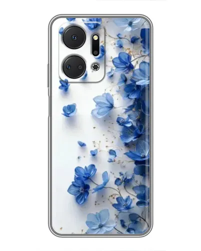 Чехол для Huawei Honor X7a с картинкой «Голубой цветочный каскад»