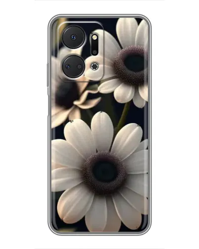 Чехол для Huawei Honor X7a с картинкой «Белые маргаритки макро»