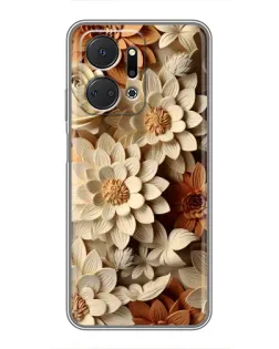 Чехол для Huawei Honor X7a с картинкой «Бежевый флористический декор»