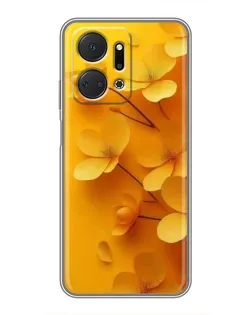 Чехол для Huawei Honor X7a с картинкой «Золотые лепестки»