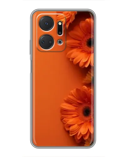 Чехол для Huawei Honor X7a с картинкой «Оранжевые герберы»