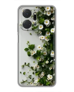 Чехол для Huawei Honor X7a с картинкой «Ветка мелких белых цветов»
