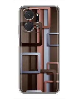 Чехол для Huawei Honor X7a с картинкой «Коричневые объемные квадраты» Чехол для Huawei Honor X7a с картинкой «Коричневые объемные квадраты»