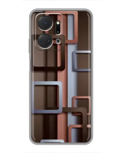 Чехол для Huawei Honor X7a с картинкой «Коричневые объемные квадраты»