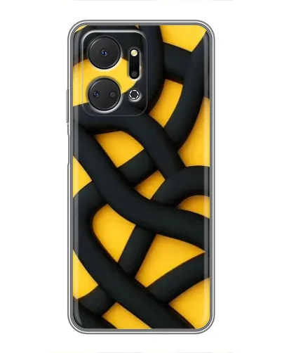 Чехол для Huawei Honor X7a с картинкой «Черное желтое переплетение»