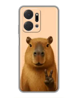 Чехол для Huawei Honor X7a с картинкой «Капибара виктория»
