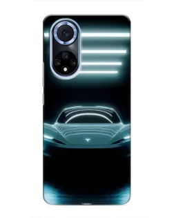 Чехол для Huawei Honor X7b с картинкой «Tesla в неоне»