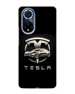 Чехол для Huawei Honor X7b с картинкой «Tesla — серебристое авто»