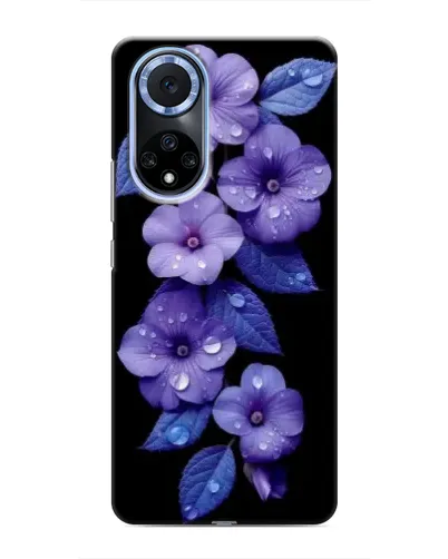 Чехол для Huawei Honor X7b с картинкой «Фиолетовые цветы с росою»