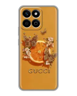 Чехол для Huawei Honor X7c с картинкой «Gucci — золотые бабочки»