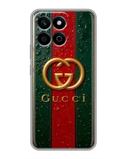 Чехол для Huawei Honor X7c с картинкой «Gucci — фирменная полоса и золото»