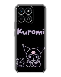 Чехол для Huawei Honor X7c с картинкой «Kuromi — черный минимализм»