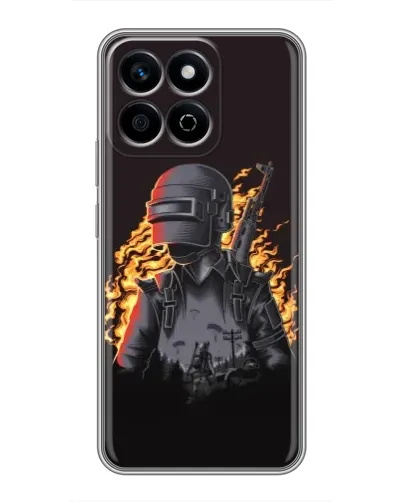 Чехол для Huawei Honor X7c с картинкой «PUBG — огненный силуэт»