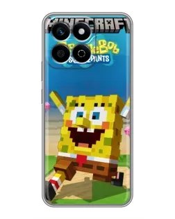 Чехол для Huawei Honor X7c с картинкой «Губка Боб Minecraft»