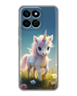 Чехол для Huawei Honor X7c с картинкой «Единорог на поляне»
