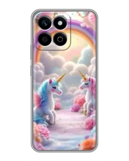 Чехол для Huawei Honor X7c с картинкой «Радуга и единороги»