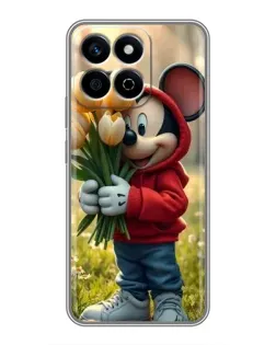 Чехол для Huawei Honor X7c с картинкой «Микки с тюльпанами»