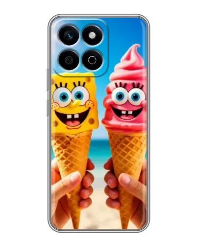 Чехол для Huawei Honor X7c с картинкой «Спанч Боб мороженое»